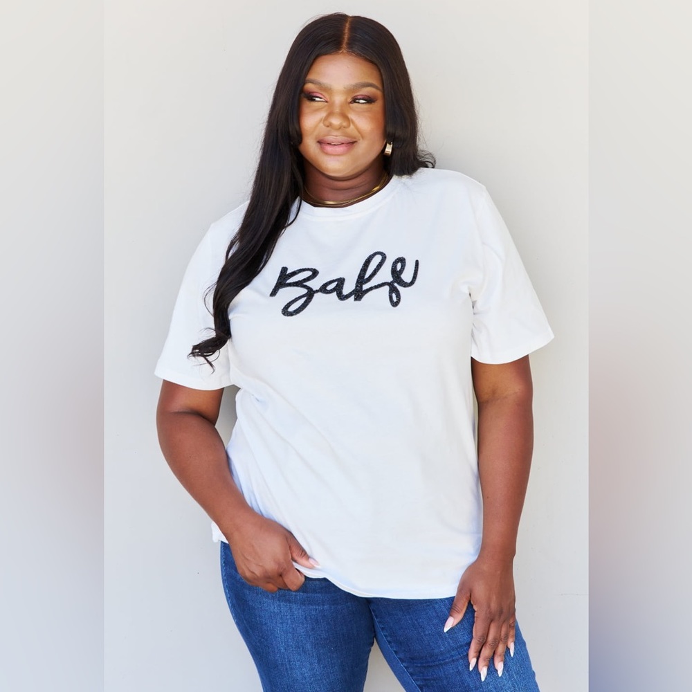 🌟NEW, CHIC**- Davi & Dani "Babe" Glitter Lettering T-Shirt  | OFFERS WELCOME